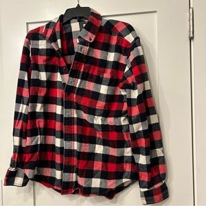Men’s Woolrich Red White and Black Checkered Shirt, Cotton Flannel
